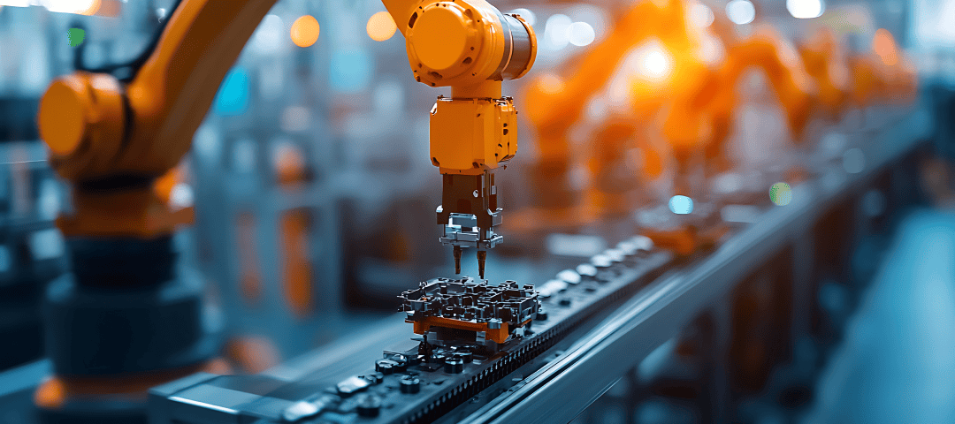 robot arm working in the production line up